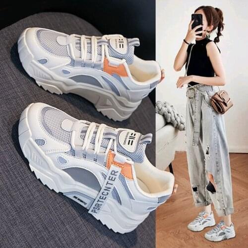 2021 New Women Fashion Sneakers Street Girl Comfortable Breathable Mesh Patchwork Casual Sport Shoes Cool Trainers