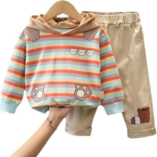 New Spring Autumn Baby Girls Boys Clothes Suit Children Striped Hoodies Pants 2Pcs/Sets Toddler Sports Clothing Kids Tracksuits