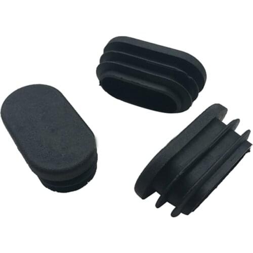 Oval Table Chair Leg Tube Pipe Insert End Cap 40mm x 20mm 20pcs Black