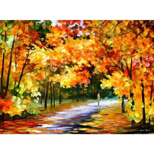 Landscape Modern paintings with Palette knife art oil on Canvas the path of sun beams Handmade high quality