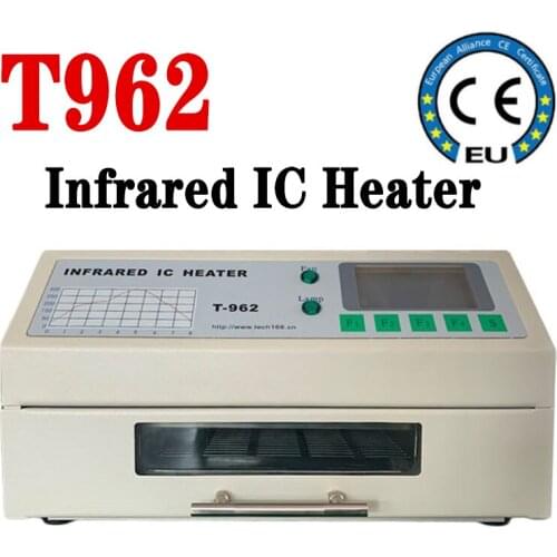 Welding area 180x235mm Infrared IC Heater 110V/220V T-962 Desktop Reflow Solder BGA SMD SMT Rework Station with smoke channel