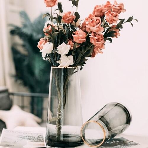 Luxury European Vases Glass Flower Arrangements Office Table Modern Vases Nordic Minimalist Jarrones Cristal Room Decor DE50HP