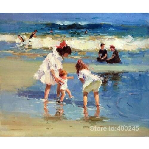 Christmas Gift Children Playing at the Seashore Art by Edward Henry Potthast oil painting reproduction High quality Handmade