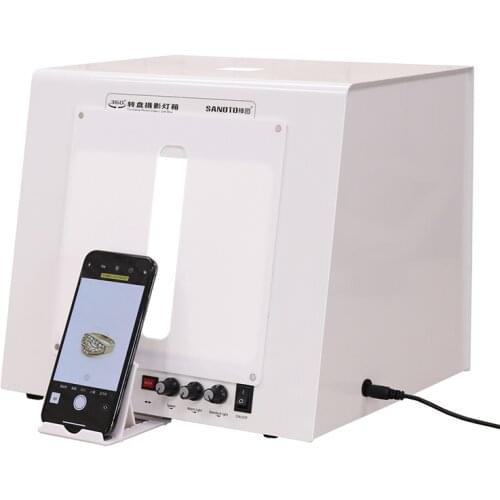 SANOTO Mini Photo Studio Photography Light Box Softbox Built-in Rotating Turntable For Jewelry Photography Video 3D Scanning