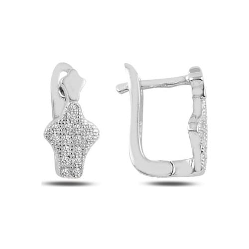 Silver 925 Sterling Zircon Cubic Zirconia J Earrings