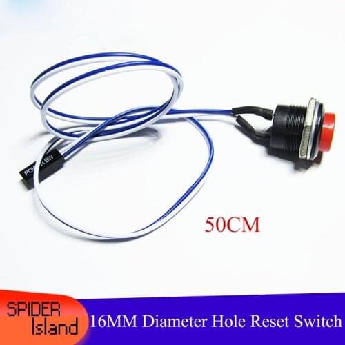 Swtich for Computer DIY Computer Room Customized Hole 16MM Chassis Switch POWER Key Boot Reset / Restart Switch with 50CM Cable