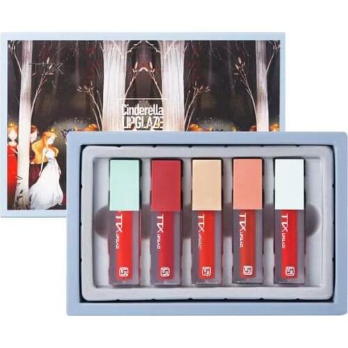 TTX Lip Glaze Set Morandi Velvet Makeup Lip Gloss 5PCS Set