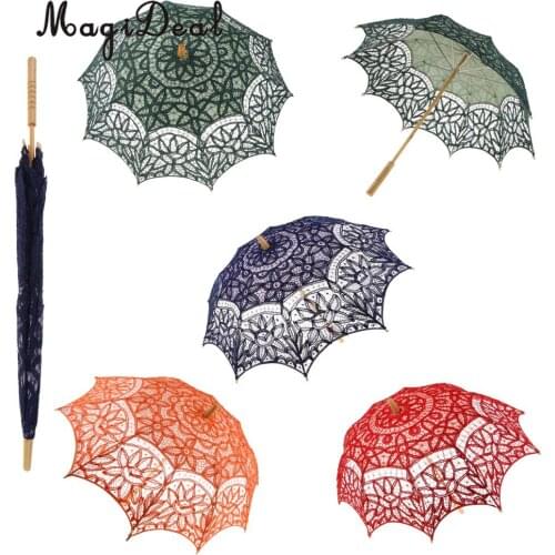 Vintage Lace Floral Sun Umbrella Parasol Wedding Party Accessories Woman Ladies Bridal Flower Girl Photography Prop
