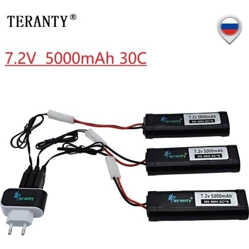 High Power 7.2v NiMH Battery + Charger SC*6 Cells 7.2v 5000mAh Battery Pack with KEP-2P Tamiya Connector for RC Racing Car Boats