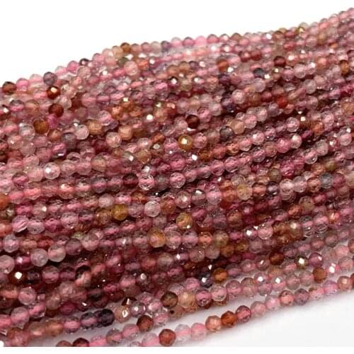 High quality Natural Genuine Spinel Spinelle шпинель Pink Purple Multicolour Faceted Small Round Beads 2mm 3mm 06383