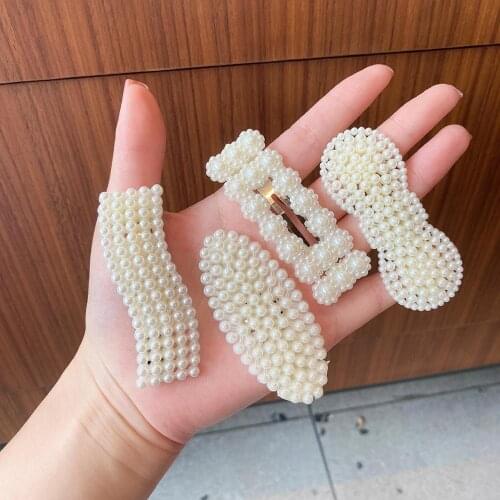 1Set Handmade Pearls Hair Clips Pin for Women Fashion Geometric Flower Barrettes Headwear Girls Sweet Hairpins Hair Accessorie