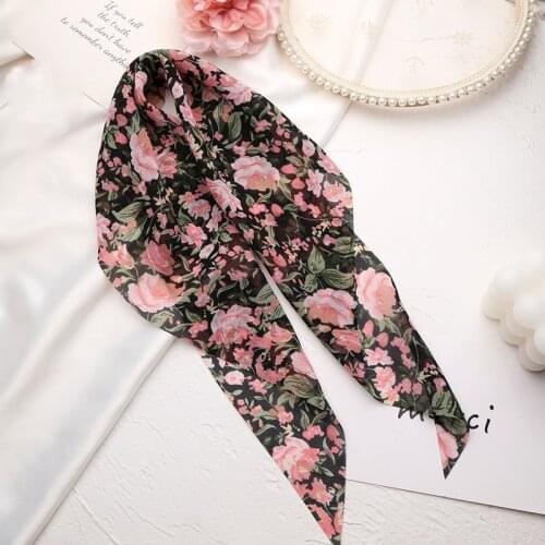1pcs Flower Printed Chiffon Ribbon Triangle Scarf Big Bow Knot Material For Hair Ornament Gift Decoration French Floral Ribbons