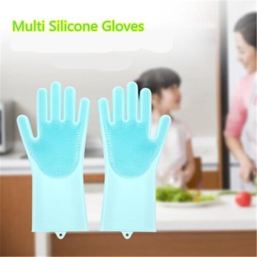 1pc Magic Silicone Scrubber Rubber Cleaning Gloves Dusting|Dish Washing|Pet Care Grooming Hair Car|Insulated Kitchen Helper