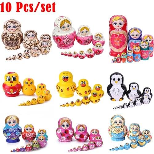 10 Layers Of Wooden Craftsmanship Hand-Painted Russian Matryoshka Dolls 11 Different Styles Flower Girl Pearl Inlaid Big Belly B