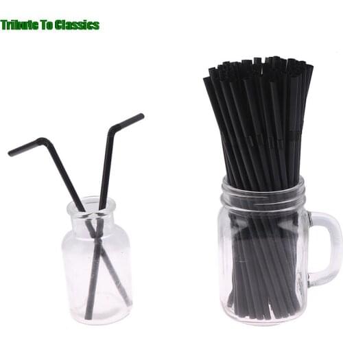 100Pcs 210mm Drinking Straws Black White Long Flexible Wedding Party Supplies Plastic Drinking Straws Kitchen Accessories
