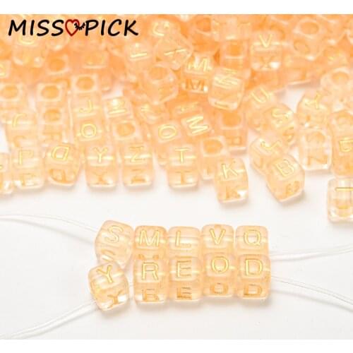 100pcs Acrylic Beads Transparent Cube Alphabet Letter Loose Spacer Beads for Jewelry Making Handmade DIY Bracelet Accessories