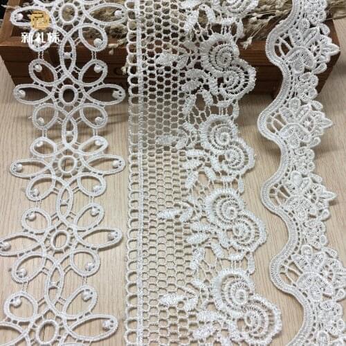 15Yards 3 styles Exquisite Black White Water Soluble Embroidery Lace Fabric Ribbon Border Lace Trim Sewing Material Accessories