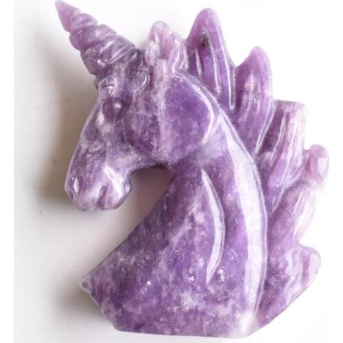 2020 new fashion good quality 1pcs natural stone purple cloud no hole animal Unicorn shape pendant jewelry free shipping