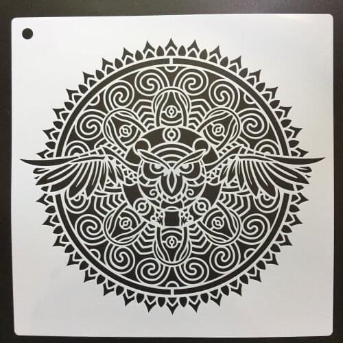 30 * 30cm size owl diy craft mandala mold for painting stencils stamped photo album embossed paper card on wood, fabric, wall