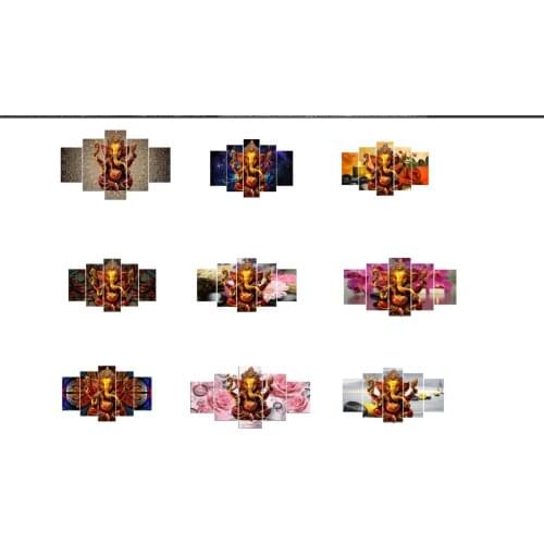 5 Panel Wall Art Canvas Painting Elephant God Style Pictures Lord Modern Wall Decoration For Living Room