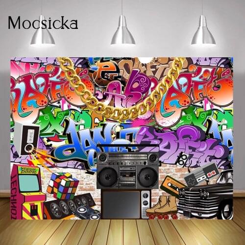 80s 90s Party Backdrop Decorations Vintage Hip Hop Photography Newborn Fresh Prince Princess Birthday Photo Background Props