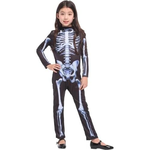 Children Kids Girls Skeleton Jumpsuit Costume Fancy Halloween Carnival Party Role Play Cosplay Costumes