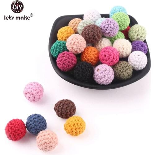Lets Make 20mm 10pc Baby Teether Crochet Beads BPA Free Bracelet DIY Jewelry Accessories Baby Products Chewing Sensory Toys