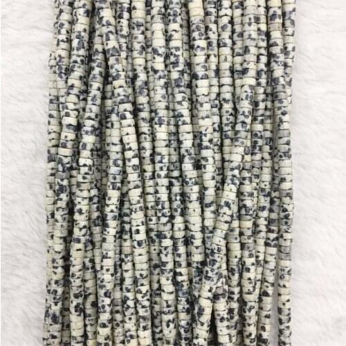 2*4MM Heishi Dalmatian Jasper Disc Gemstone Small Natural Stone Rondelle Seed Spacer Beads for Jewelry Bracelet Diy