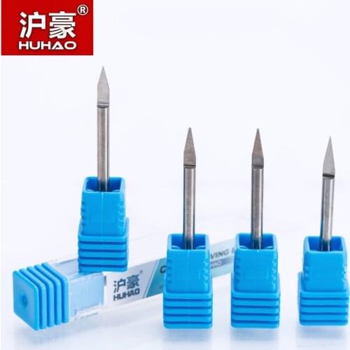 HUHAO 1PC 3.175mm Round bottom Engraving Bits degree 30 CNC Router bits for wood End Mill carbide carving 3D Embossment