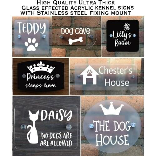 Customized House Glass Effect Sign Plaques Pet Kennel Door Sign Personalised Acrylic High-Quality Plate