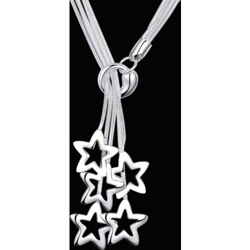 Classic 925 Sterling Silver Necklaces Jewelry 18 Inches Star pendant necklace high quality Christmas Gifts Wedding
