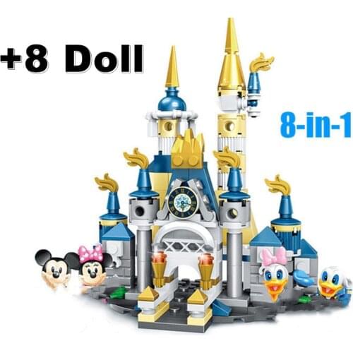 384Pcs+ Disney Princess Castle Mickey Minnie Mouse Building Blocks Bricks Donald Duck Educational City Toys For Children Gift