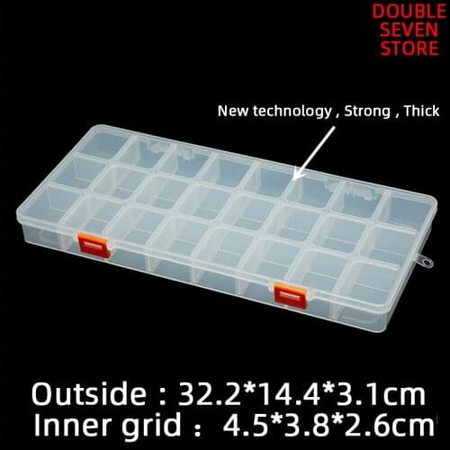 Outside 32.2*14.4*3.1cm 24 Grids PP Plastic Box Transparent parts screw nut nail art ant farm element material sorting box