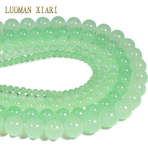 Wholesale Light Green White Stone Dyed Round Stone Beads For Jewelry Making DIY Bracelet Necklace 4/6/8/10/12 mm Strand 15