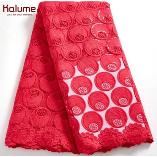 Kalume Lace Fabric White African Sequins Nigerian 2021 French Tulle Lace Fabric 5 Yards For Wedding Party Diy Dress Sewing H2561