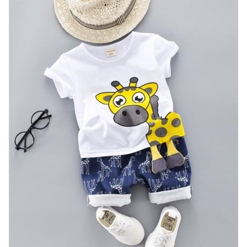 Fashion infant Suits clothes Baby Clothing Set for Boys Girls Cute Summer Casual Clothes Set Giraffe Top+Shorts Kids Clothes