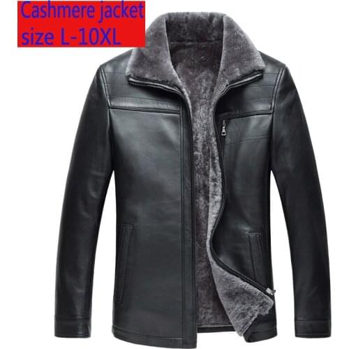 New Fashion Super Large Men Winter Genuine Sheepskin Men Leather Jackets Wool Liner Loose Luxury Coat Men Plus Size L-9XL 10XL