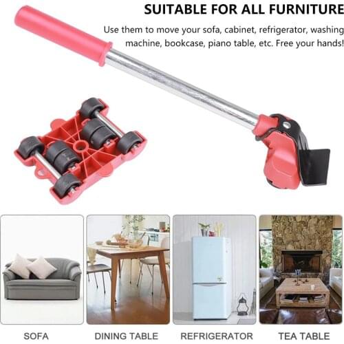 Furniture Mover Set Transport Lifter Heavy Stuffs Moving Wheel Roller Bar Hand Tools 5 Pcs Set Furniture Mover Tool Dropshipping