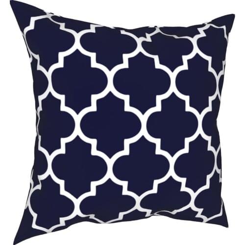 Navy Blue Quatrefoil Pattern Pillowcase Printed Polyester Cushion Cover Gift Throw Pillow Case Cover Sofa Square 40*40cm
