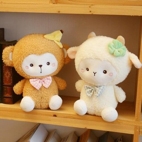 New Soft Doll Stuffed Animals Kids Animal Rabbit Sheep Monkey Cartoon Plush Doll Stuffed Animal Dolls Children Birthday Gift