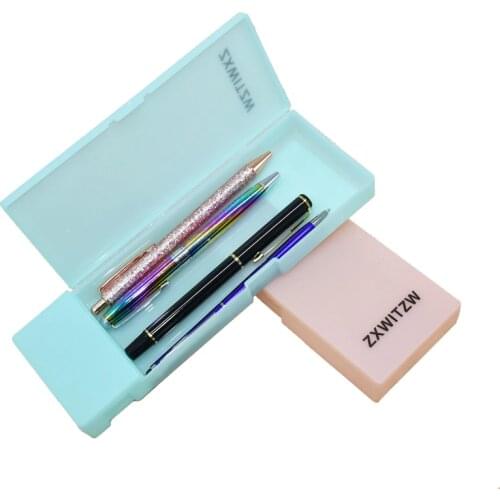 8pcs small fresh and simple transparent pencil bag high quality harmless plastic pencil case storage office supplies