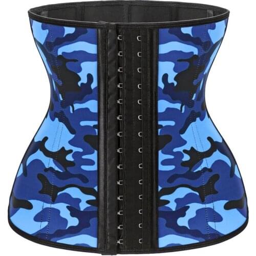 Drop Shipping Camouflage Toning 9 Steel Boned Latex Body Shaper Slimming Waist Trimmer Waist Trainer Shaper Camo Corset