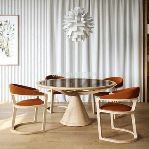 Nordic light luxury solid wood dining chair home hotel restaurant sales office negotiation table and chair dressing table backre