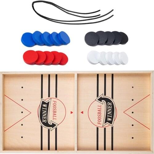 Puck Game Fast Sling Wooden Durable Air Hockey Board Game Toy Parent-child Interactive Game Chess Prop D50