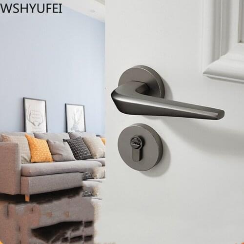 Modern Silent Room Door Lock Fashion Bedroom Door Handle Aluminum Alloy Anti-theft Lock Core Furniture Hardware Accessories