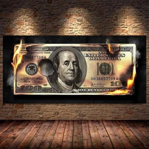 Inspirational Money Modern Canvas Painting Posters and Prints One Bitcoin Dollar Picture Vintage Art Wall Living Room Home Decor