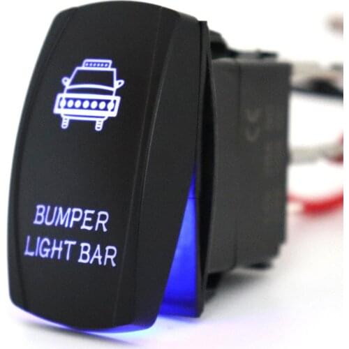 Waterproof 5Pin Rocker Switch Bumper Light Bar Laser SPST ON/OFF Backlit LED Light 20A 12V For Auto Automotive Truck Boat Marine