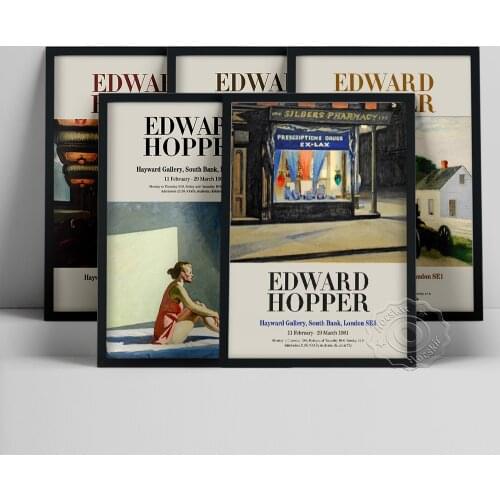 Edward Hopper Exhibition Poster, Edward New York Movie Oil Painting, Hopper Western Motel Wall Picture, Life Scenery Art Prints