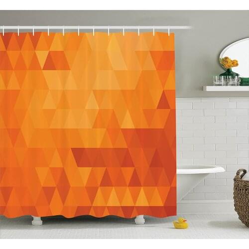 Burnt Orange Shower Curtain Triangle Mosaic Shaded Shapes and Patterns Abstract Digital Pixel Decorative Home Bath Curtains