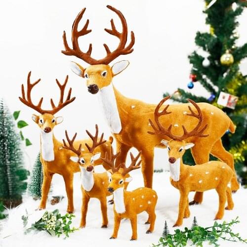 1Pc Christmas Xmas Elk Doll Plush Simulation Deer Reindeer For Home Christmas Festival Party New Year Kids Gifts Props Ornaments